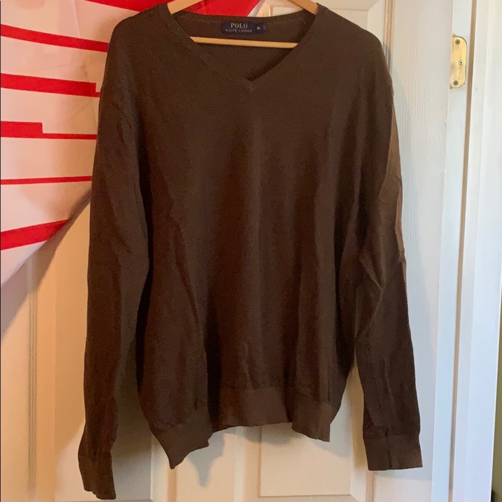 Brown v neck men’s polo sweater